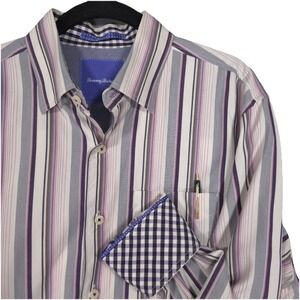 Tommy Bahama Men's MEDIUM Button Front Dress Shirt Long Sleeve‎ Vertical Striped